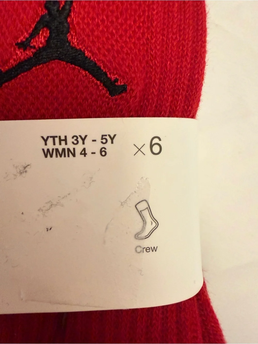 Jordan Kids Crew Socks 6-Pack in Black and Red